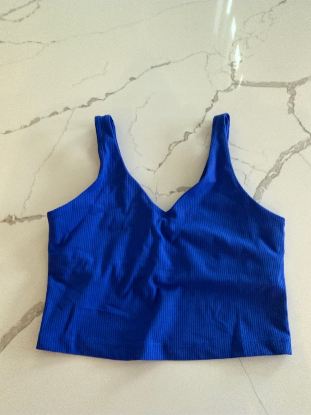 Athleta Transcend Ribbed V-Neck Crop Tank - Sapphire Blue
